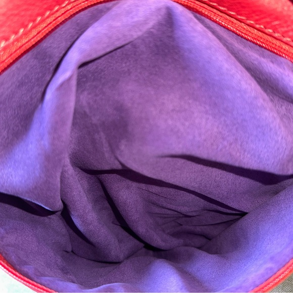 ❤️ Sharif Firenze Red Hieroglyphics Leather Drawstring Shoulder Bag ~ Excellent - Picture 11 of 15